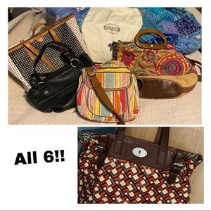 Fossil handbag bundle of 5